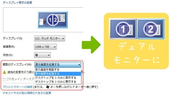 デュアルモニターに